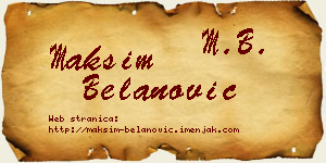 Maksim Belanović vizit kartica